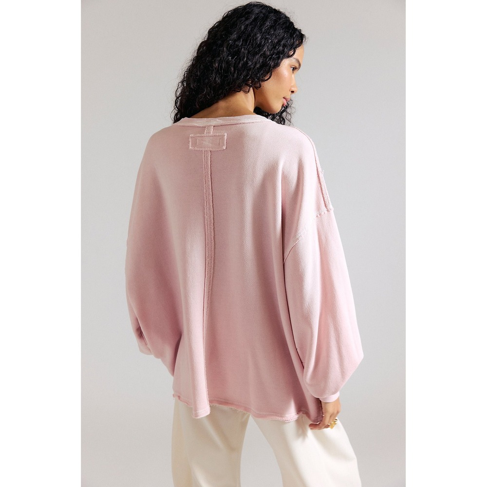 We The Free Venice V-neck Sweatshirt Womens XL Pink Oversized Boho OB2128619